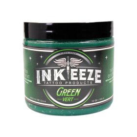 View of a 454ml can of INK-EEZE Green Tattoo Ointment