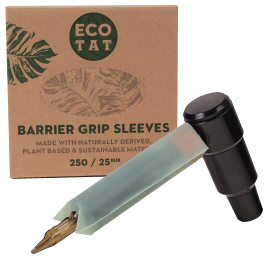 View of the ECOTAT grip sleeve diameter 25mm on a pen tattoo machine