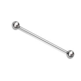 straight Barbell 16g x 6mm with two polished 3mm surgical steel balls
